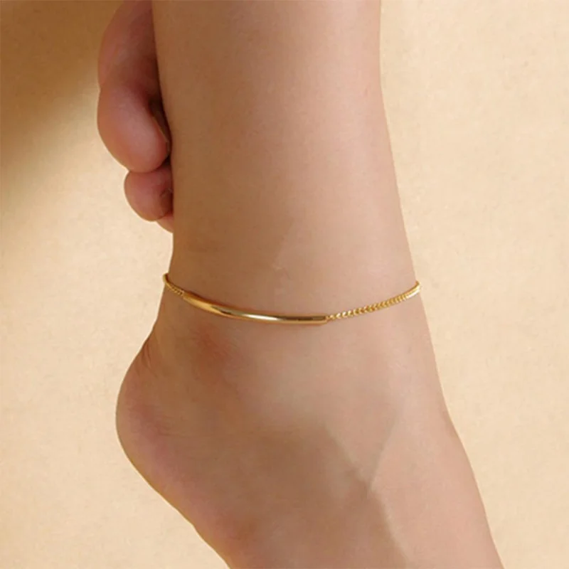 

Gold Metal Anklets Minimalist Fashion Vintage Jewelry for Women Trendy Charm Chains Accessory Beach Ankle Decoration Gift