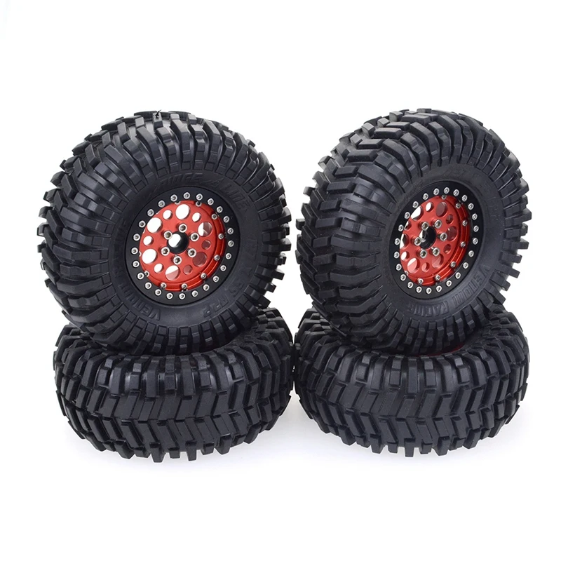 

4PCS 2.2 Inch Beadlock Wheel Rims & Mud Grappler Rubber Tires for 1:10 RC Rock Crawler Traxxas TRX4 Axial SCX10 90046