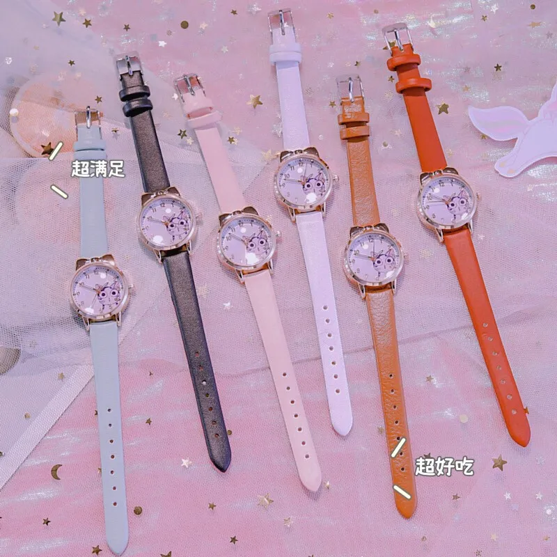 Часы наручные женские кварцевые с мультяшным котом и цифрами