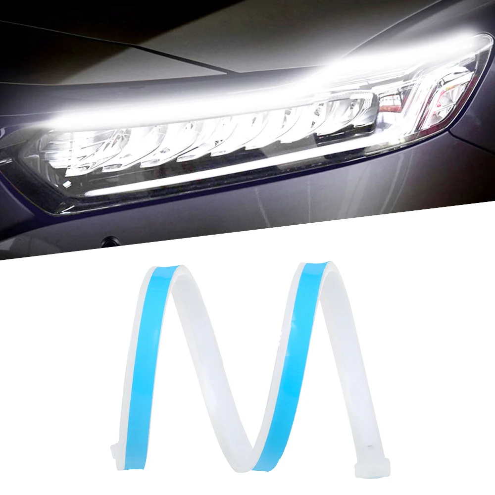 

2pcs LED DRL Car Daytime Running Lights Flexible Waterproof Strip Auto Headlights White Turn Signal Yellow Brake Flow Lights 12V