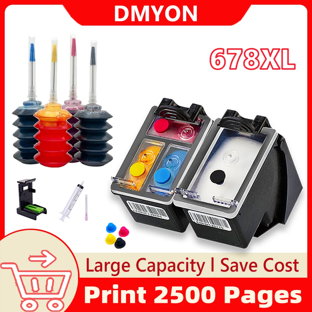 

DMYON 678XL Deskjet 2515 3515 1018 1518 2548 3548 4518 2648 Printer Ink Cartridge Replacement for HP Inkjet 678 XL hp678