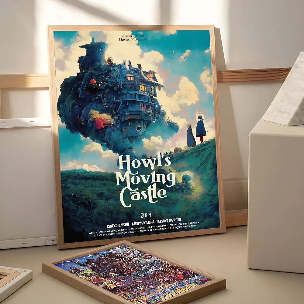 Anime Poster Paper Print Home Living Room Bedroom Entrance Bar Restaurant Cafe Art Painting Decoration H-Howls Moving Castle-e