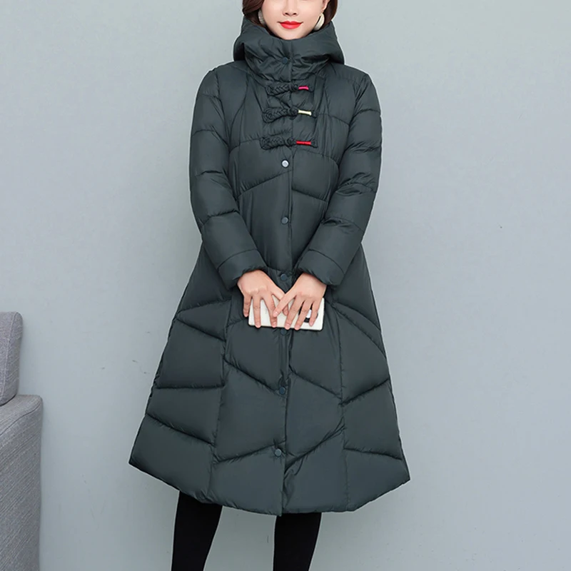 Thick Long Parka Women Jacket Hooded Winter Coat Female Fashion Winter Jackets Long-Sleeved Parkas Women's Clothing