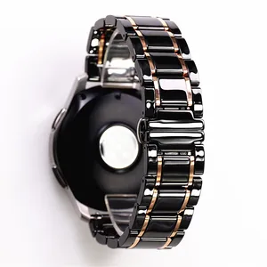 Imported 20 22 24mm luxury ceramic and stainless steel black white strap for Samsung s2 3 4 Huawei GT watch s