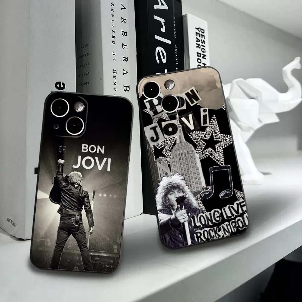 Band B-BonS-Cool-J-JoviS Phone Case For iPhone16 15 14 13 12 Mini 11 Pro XR X XS MAX 7 8 Plus Silicone Cover Soft Black