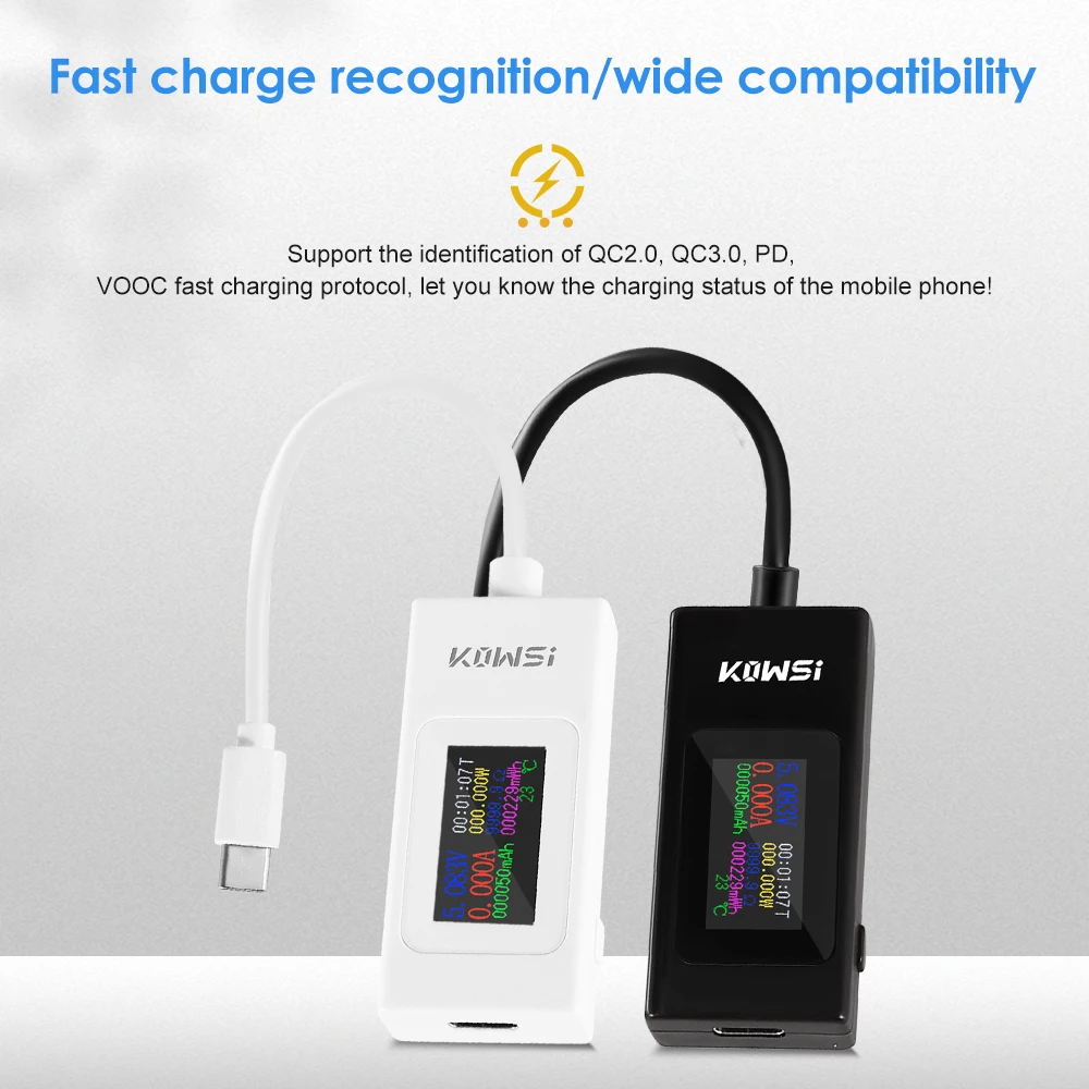 

DC 4-30V Type-C Tester Digital Voltmeter Ammeter Monitor Cut-off Power Indicator Timing 2-directions Current Voltage Tester
