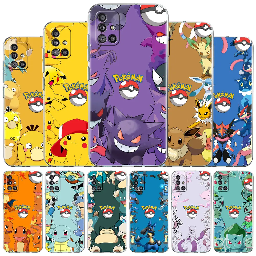 

Cellphone Case for Samsung A52 A53 A51 A50 A32 4G A12 A13 A22 A21s A71 A41 A33 A72 A73 5G A23 A20e Cover Pikachu Cartoon Gengar