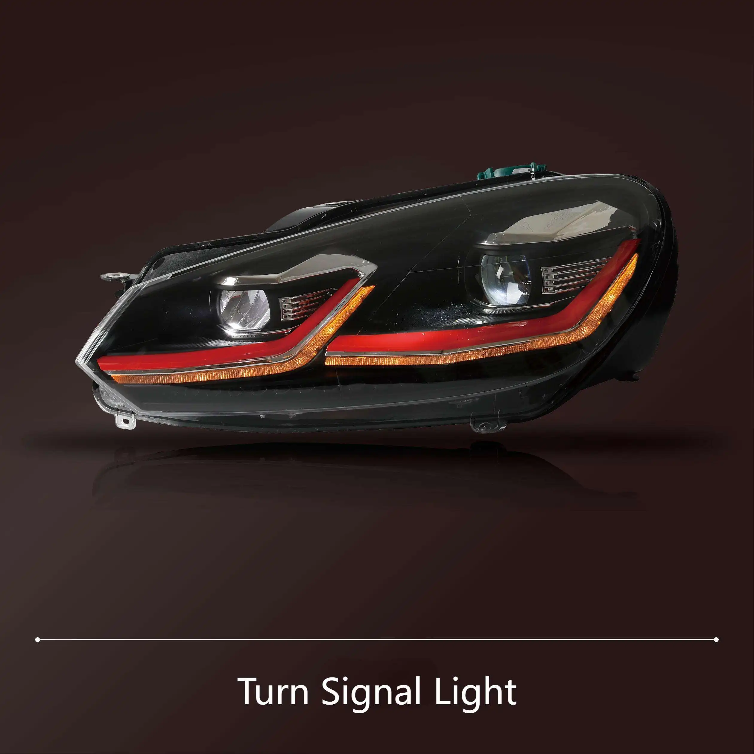 Фото Комплект передних светодиодных фар (левая + правая) для Volkswagen Golf 6 GTI 2009-2013, аналог F139, для дневного ходового освещения №4