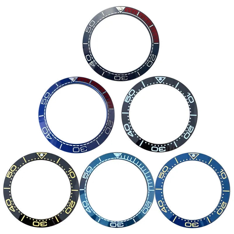 41.5mm Outside Diameter Watch Parts Insert Ring Convex Surface Slope Ceramic Ring Fit For Seamaster 007 Watch Case