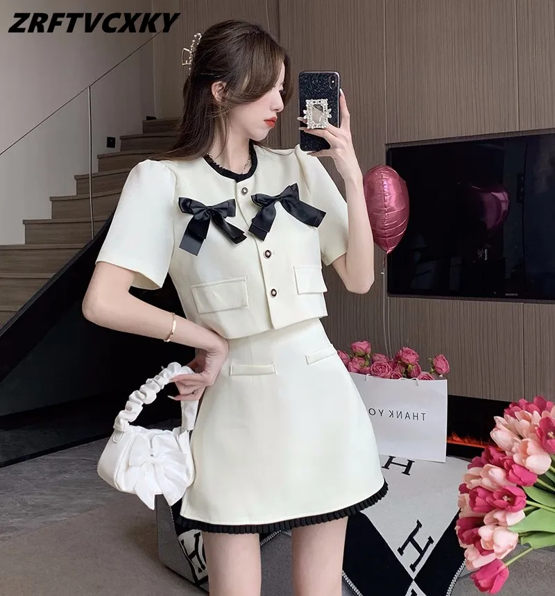 

Летний комплект из двух предметов для женщин, милая Фотосессия + трапециевидная искусственная кожа, контрастные цвета, шикарные комплекты из 2 предметов, женские наряды