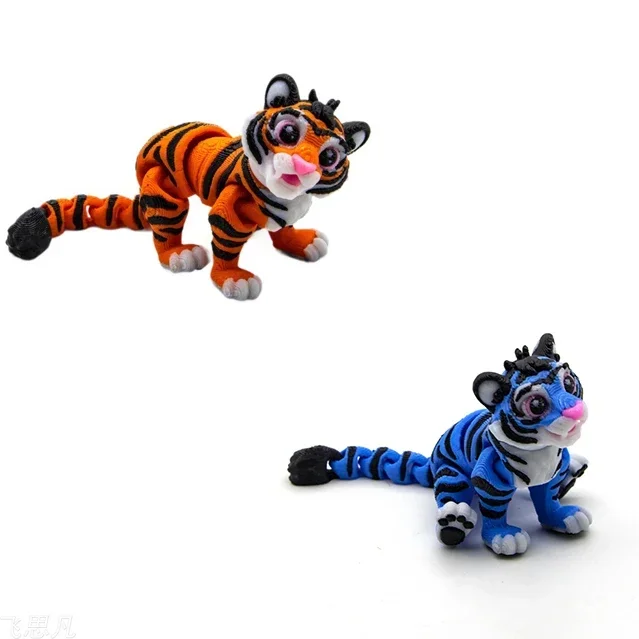 3D печатная мини-милая красочная фигурка тигра многосуставная подвижная для