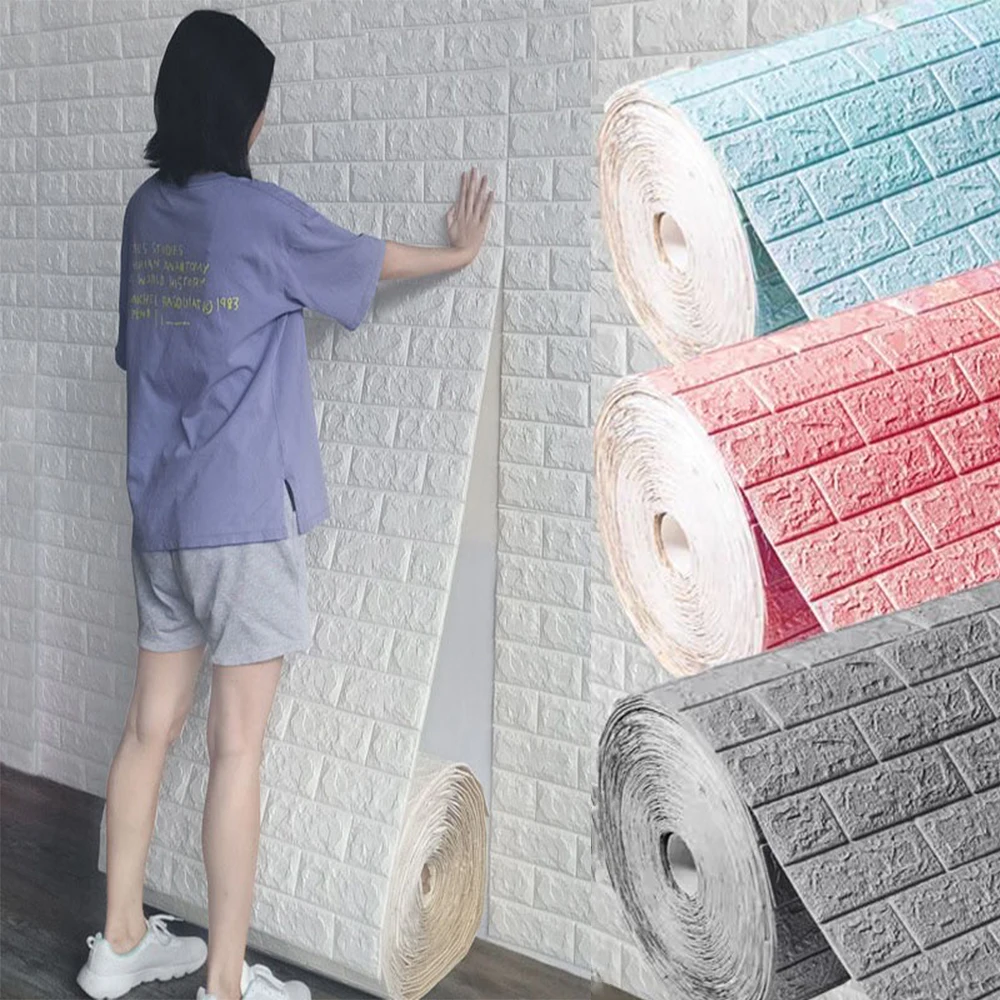 

70cm*10m 3D Brick Pattern Wall Sticker Self-Adhesive Panel Waterproof Living Room Wallpaper Home Decoration