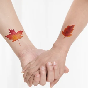 Водостойкая Временная наклейка, Переводные Временные татуировки для мужчин, женский боди-арт, черный дракон, лиса, тотем, крутой макияж, листья, цветок