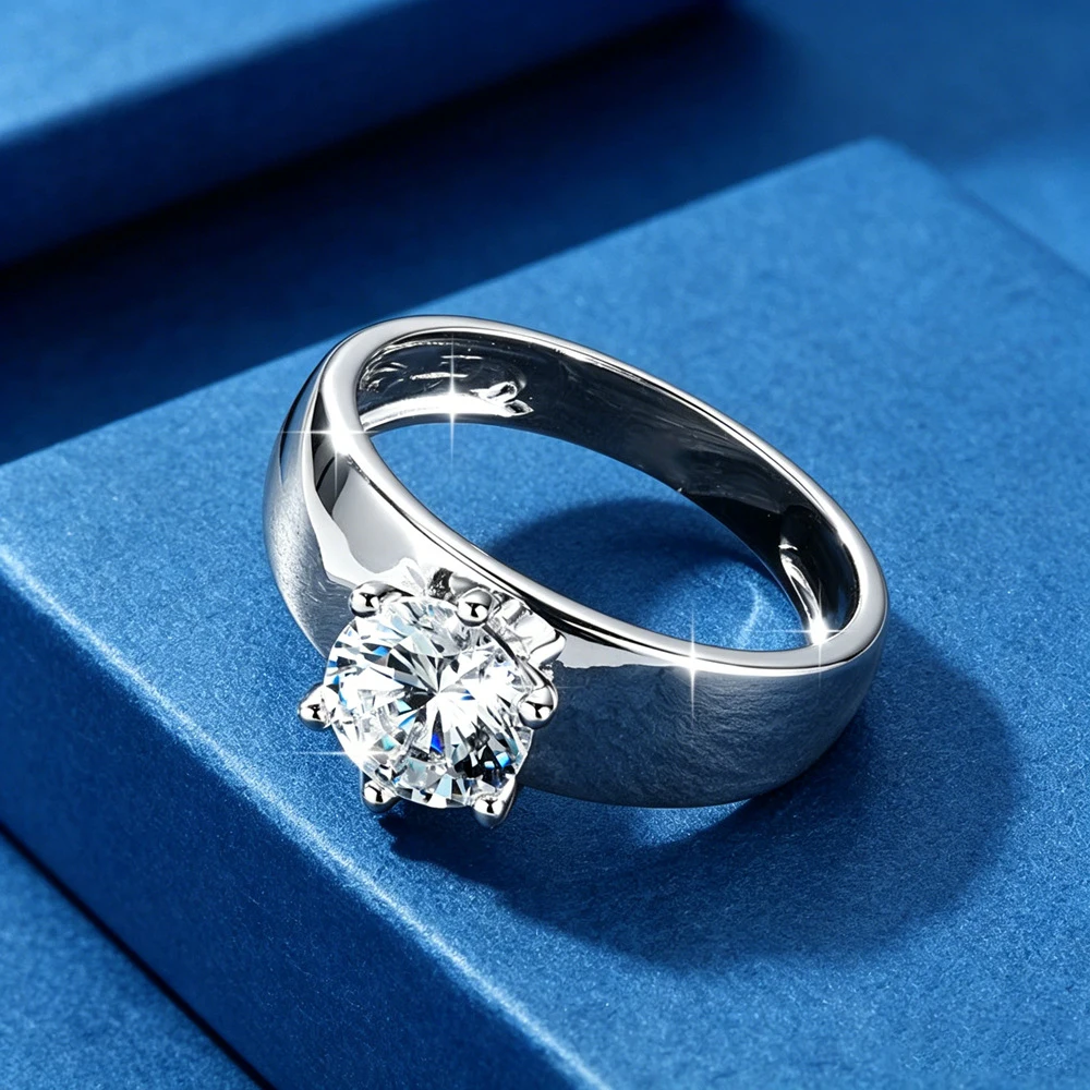 Фото Кольцо Lnkry Pass Diamond Test с широким ободком, сертифицированное, 7 мм, круглой огранки, из муассанита, обручальное, для женщин, элегантное ювелирное украшение, подарок №4