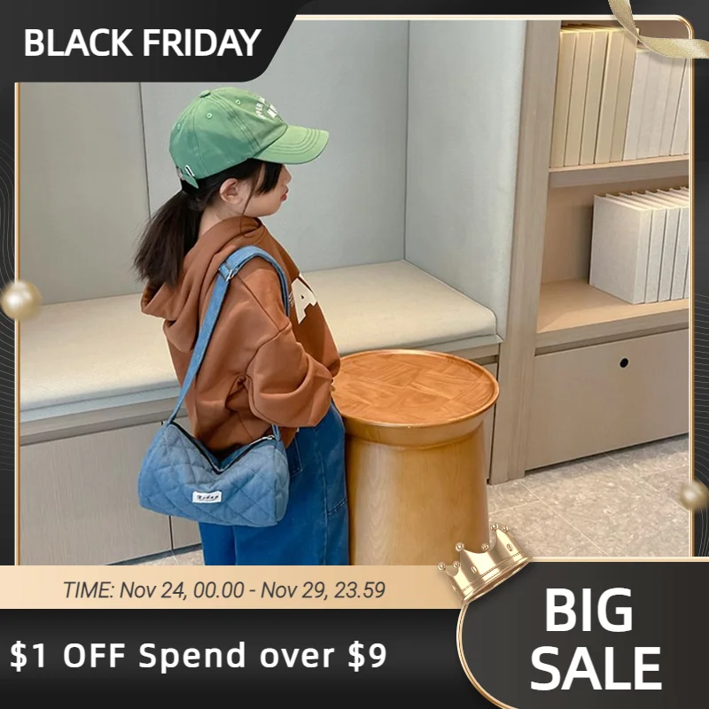 

Новые модные тканевые хлопковые детские сумки на плечо, зимние стеганые мешки для покупок с нейлоновой подкладкой, женские повседневные су...