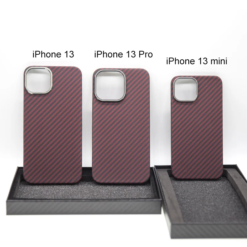 

iPhone 13 Case Carbon Fiber 13mini Red Matte Protective Lens Metal Ring 13pro Premium iPhone 13 Pro Max Cover