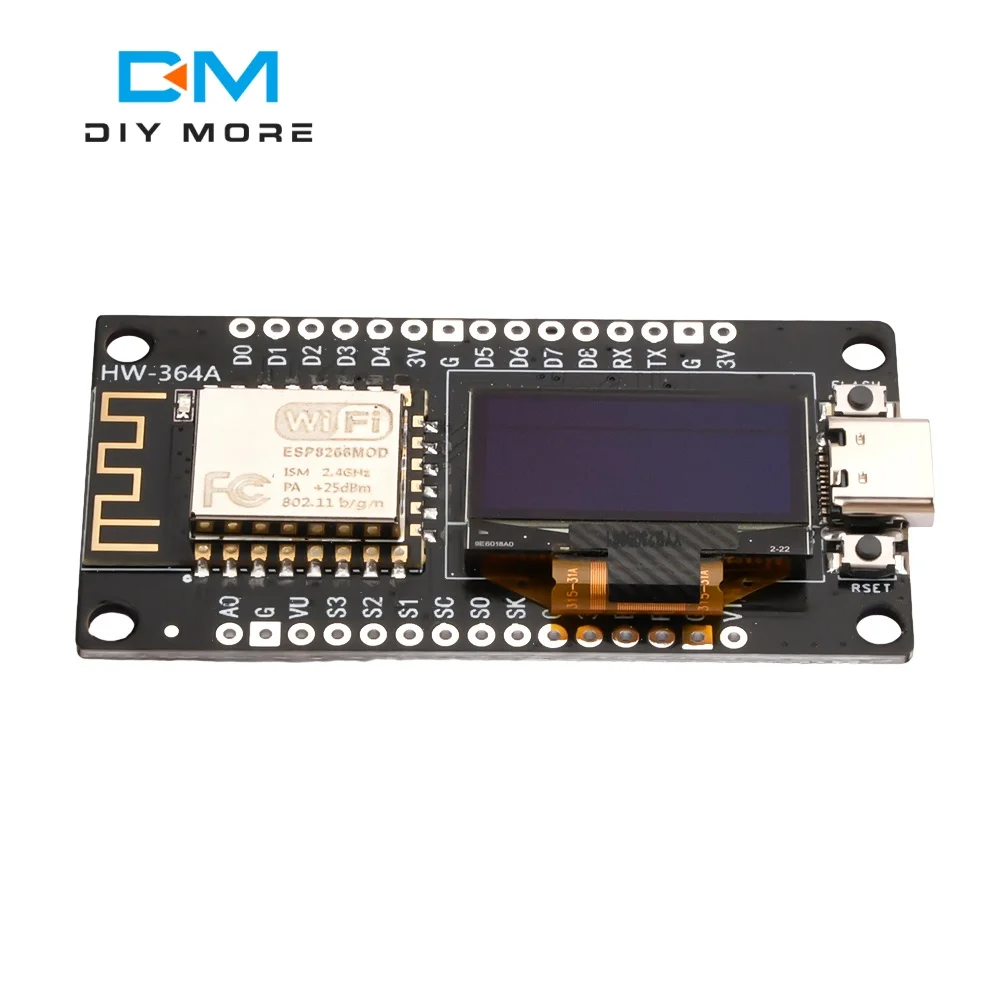 Фото Плата разработки NodeMCU ESP8266 CH-340 ESP-12E Wi-Fi модуль 0,96-дюймовый OLED-дисплей подходит для Arduino/Micpython №5