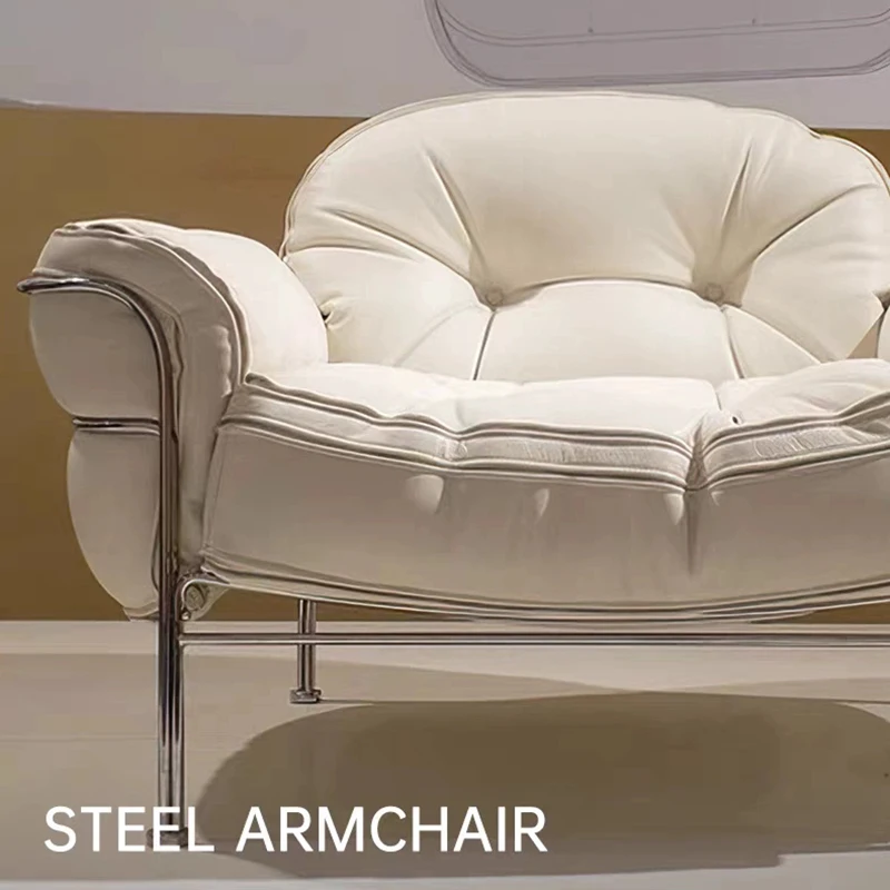 Одноместный диван-стул роскошное современное стальное кресло кожаное для