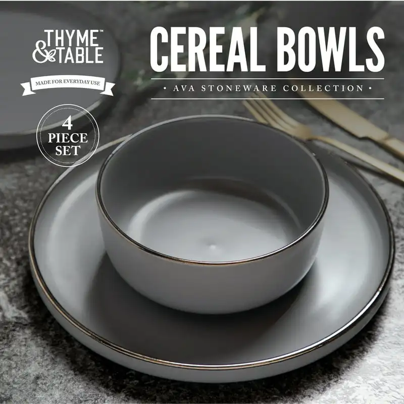 

Gray Ava Stoneware Round Bowls, 4 Pack