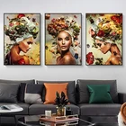 Бабочка, цветы, женщина, искусство на холсте, картина в скандинавском стиле, настенные картины для гостиной, украшение для дома