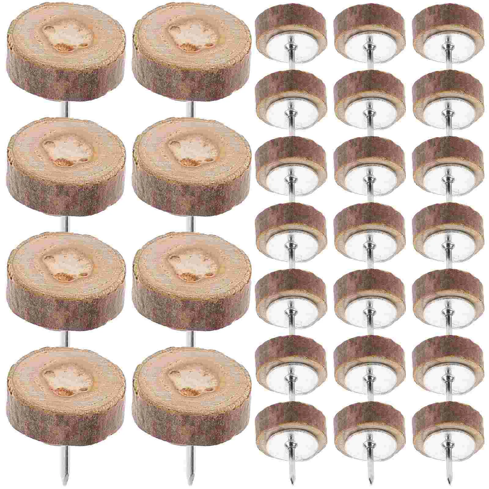 

1 Box Wooden Pushpins Multi-function Thumb Tacks Convenient Thumbtacks Photo Accessory