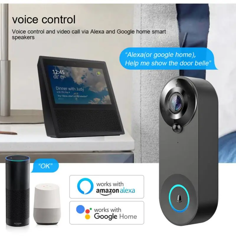 

Tuya Wireless WIFI Doorbell 1080P High Definition Visual Intelligent Night Light Doorbell Camera Low Power Voice Intercom Alarm