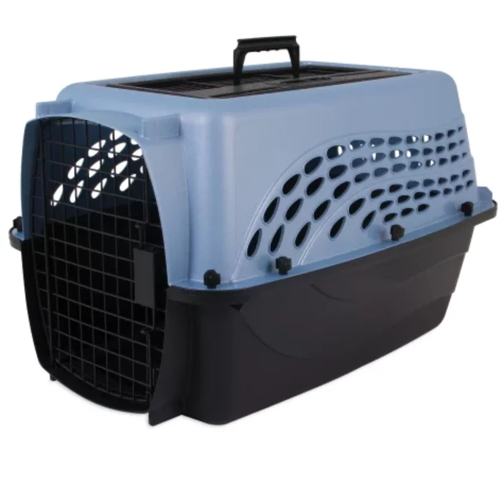 

Two Door Top Load Kennel Pearl Ash Blue/Black Color Up to 15 Lbs Dogs