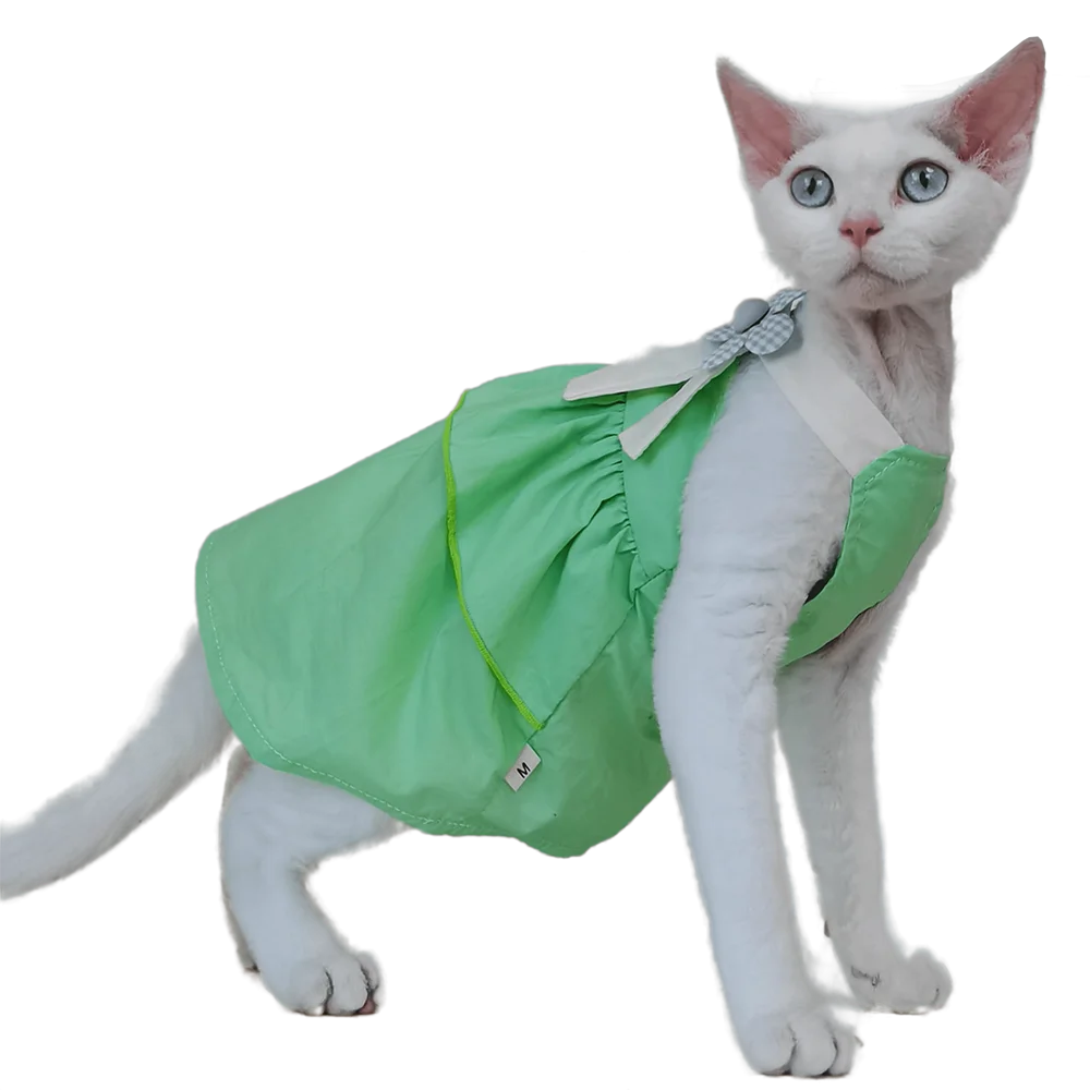 

Summer Thin Cotton Princess Dress for Sphynx Cat Vest Sphinx Hairless Cat Costume Devon Rex Conis Clothes for Kitten Outfits