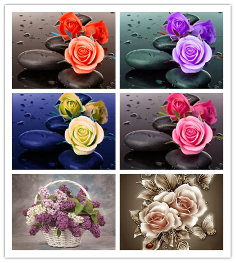 

5D Diamond Painting Rose Flower Round Rhinestone Embroidery DIY Flower Pattern Mosaic Cross Stitch Art Home Wall Decor
