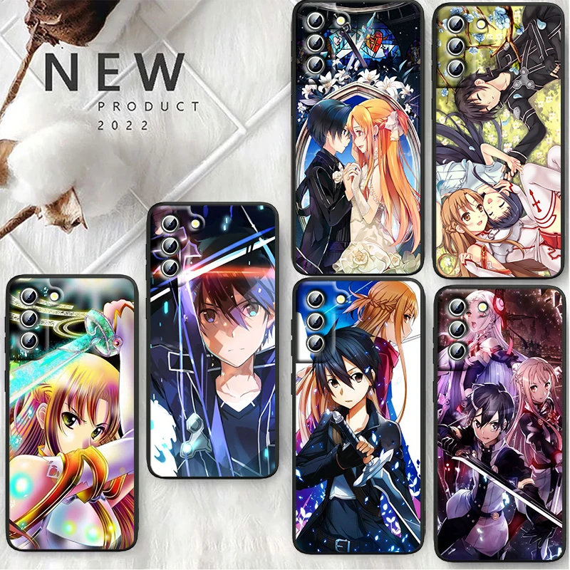 

Anime Sword Art Online SAO Phone Case For Samsung S23 S22 S21 S20 S10 S8 Note 20 A9 A73 A71 A53 A33 Ultra Plus FE Black