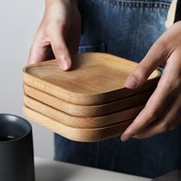 2pcs mini wooden plates square beech wood plate snack dish fruit cake plate lovely small wood tray mug coasters wooden utensils