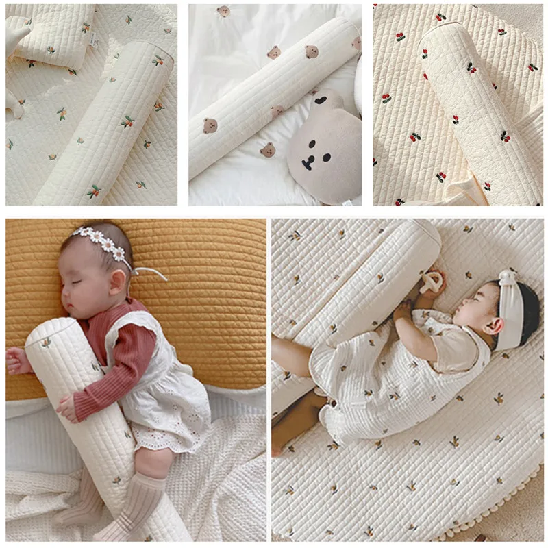 

Комфортная Детская кроватка Ins из чистого хлопка с вышивкой для новорожденных, детская кроватка с защитой от ударов, съемная детская кроват...