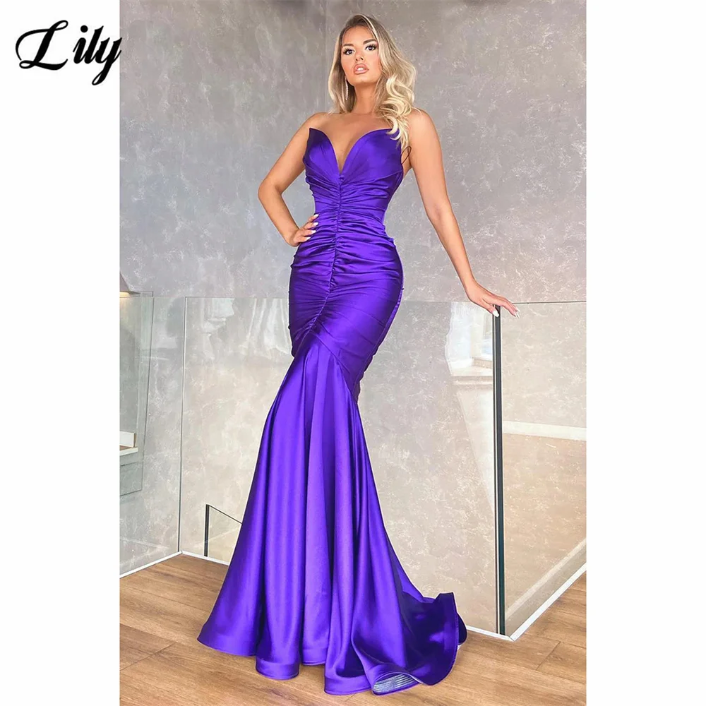 Женское атласное вечернее платье с юбкой-годе без рукавов