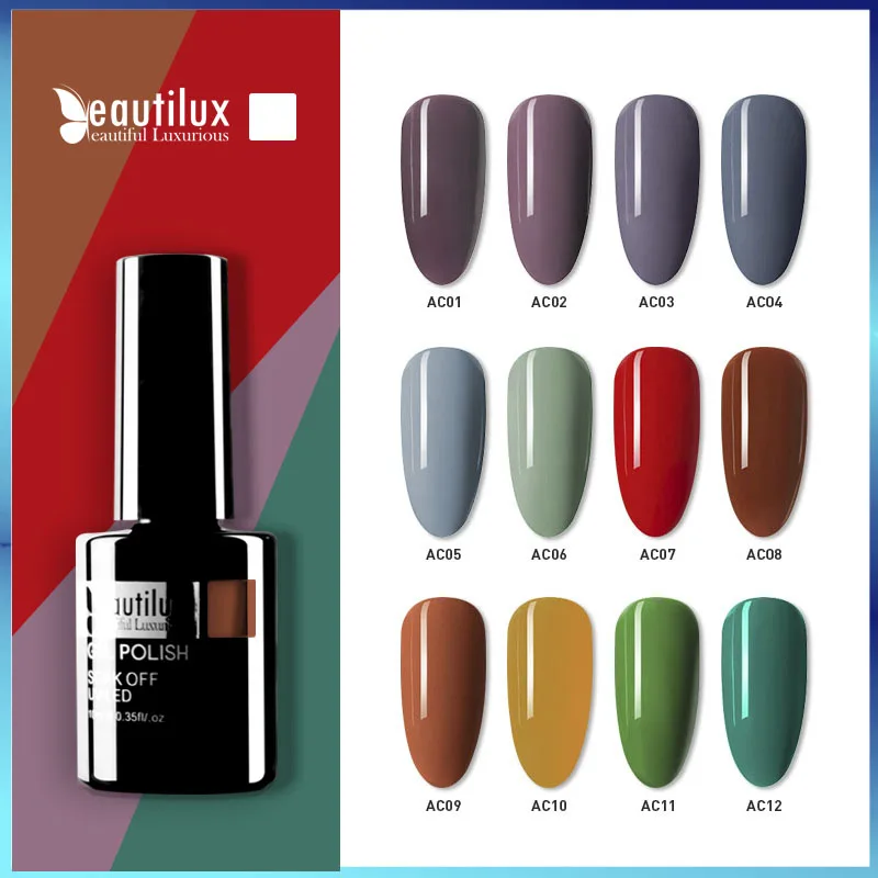 

Beautilux 1pc Autumn Collection Nail Colors Gel Polish Lacquer Soak Off UV LED Nails Polish Varnish Esmalt Vernis Smalto 10ml