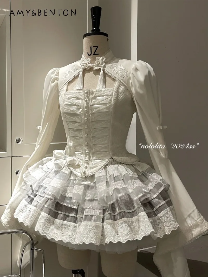 Элегантные темпераментные комплекты юбок в стиле Лолиты ретро жилет с рыбьей