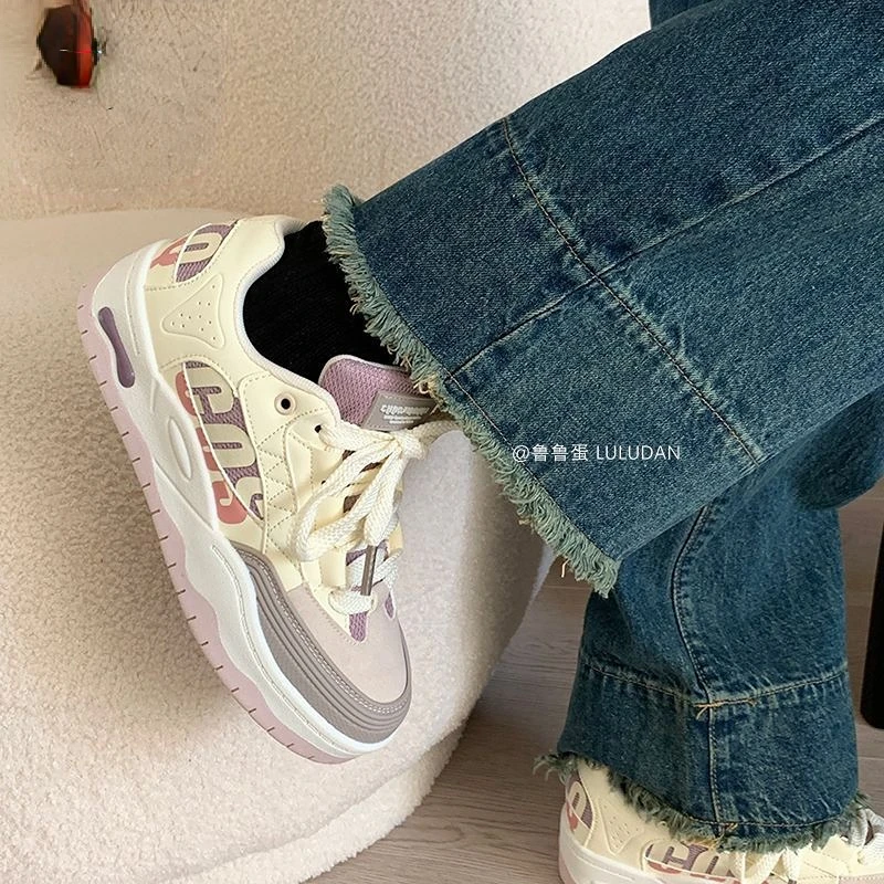 SHANPA 2023 New Hyuna Style Purple Sports Shoes for Women Korean Fashion Versatile Casual Harajuku Style Student Shoes