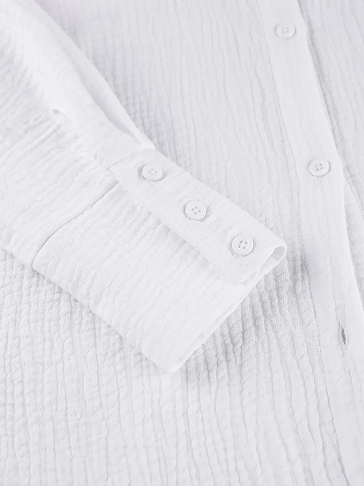 Restve Cotton Women's Nightwear White 2 Piece Sets Long Sleeve Sleepwear Female Casual Trouser Suits Loose Pajamas Winter 2022