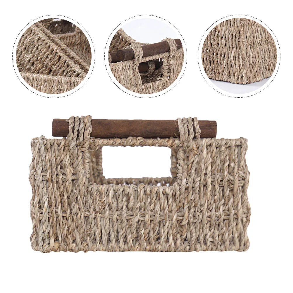 

Basket Storage Wicker Organizer Baskets Trayrattan White Makeup Serving Shelf Laundry Hamper Hyacinth Display Bread Toilet