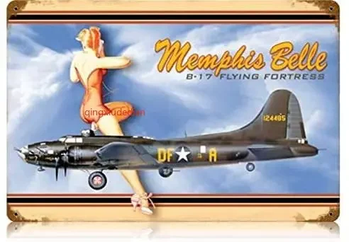 

Maizeco Ретро Мемфис Belle - Pin-Up Девушка металлические жестяные знаки 16x12 дюймов Забавный для бара комнатная таверна табличка плакат Настенный декор