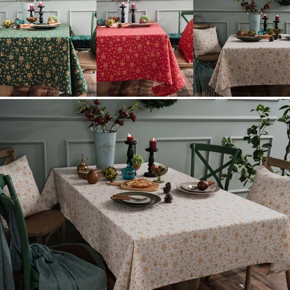 

Christmas Tablecloth Green Red Rectangular Christmas Wind Chimes Printed Cotton And Linen Xmas Party Dinner Tablecloth Decor