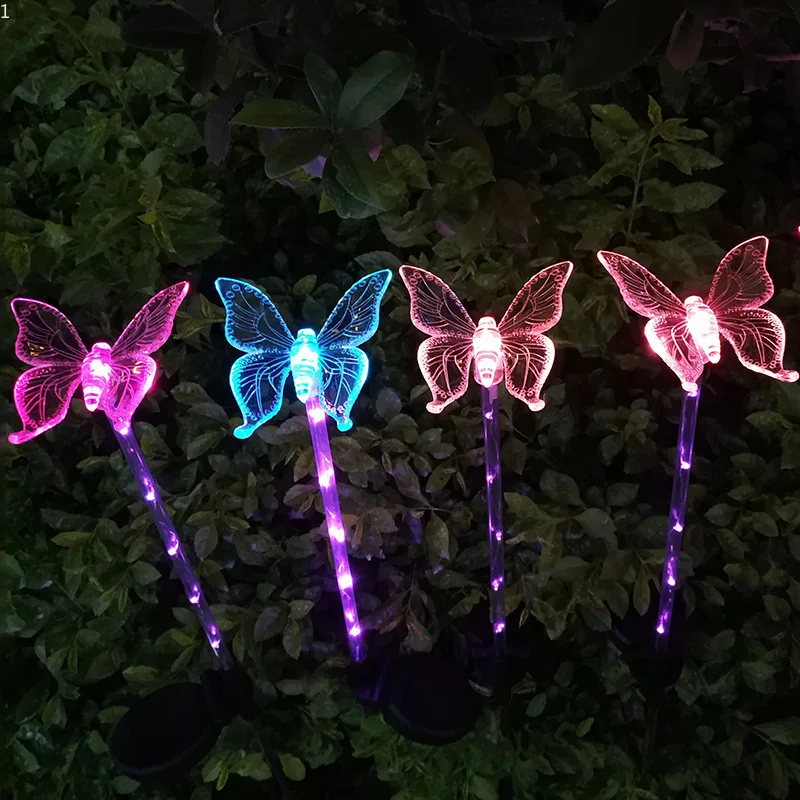 

Garden Lights Outdoor Solar Decor Stakes Acrylic Butterfly Led Light Decor Street Yard Fence Lamps Butterfly Solar Lawn Lamp