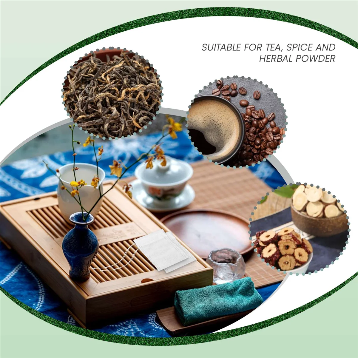 100 Pcs Disposable Empty Tea Bag String Heat Seal Filter Paper