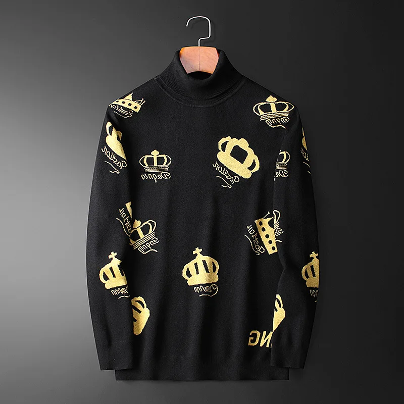 

New 2020 Men Luxury gentleman Cotton Striped crown Letters Casual Sweaters pullover Asian Plug Size High quality Drake #N351