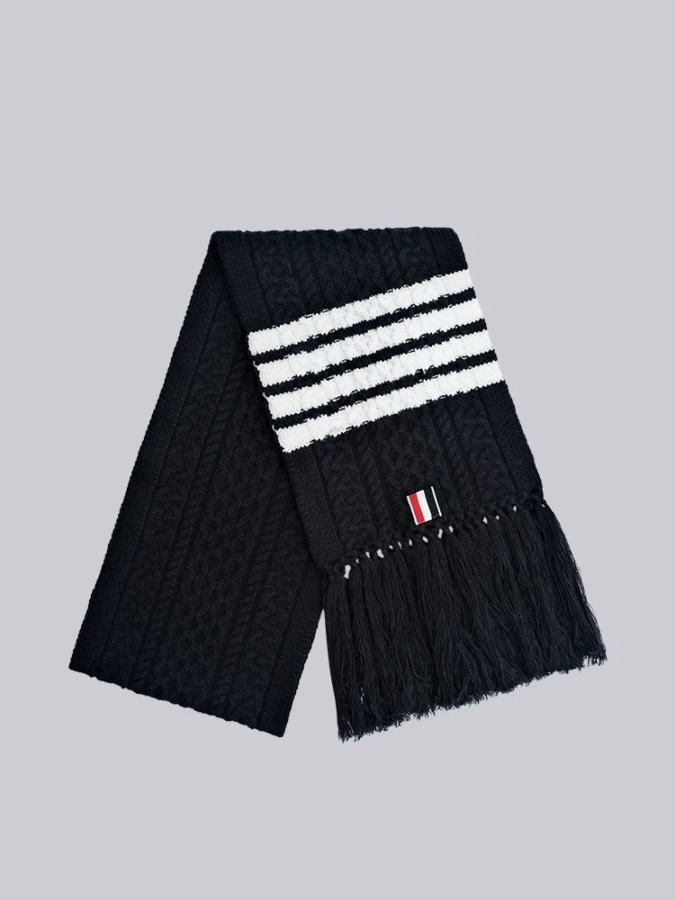 

TB THOM Winter Fashion Scarf Knitted Twist Sweater Scarf Winter Female Couple Scarf Male Knitted Jacquard Warm Tassel Scarf