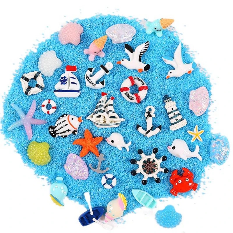 

10PCS Cartoon Ocean Style Material 3D Resin Flat Back Phone Case Decor Hairpin DIY Accessories Doll House Decoration Material