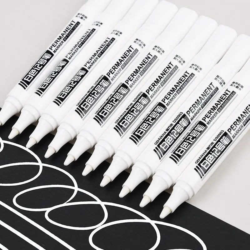 

1-3mm White Marker Pen Waterproof For Tyre Colouring Use For Glass Plastic Carpenter Wear-Resistant Nib Metal Marking