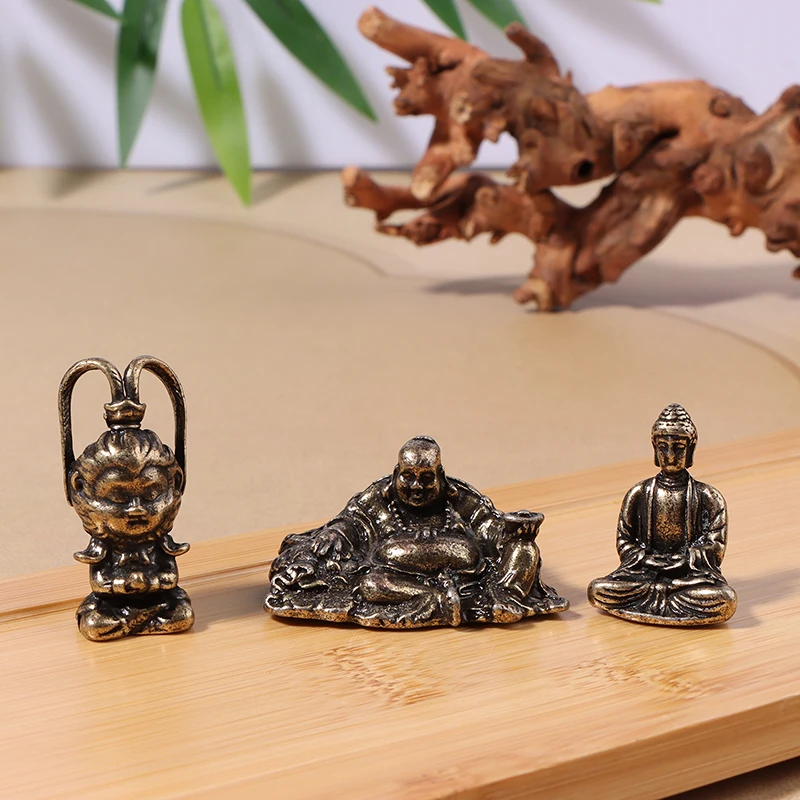 

1Pc Antique Copper Buddha Miniature Figurines Home Decorations For Living Rooms Vintage Buddhist Figurine Desktop Ornaments