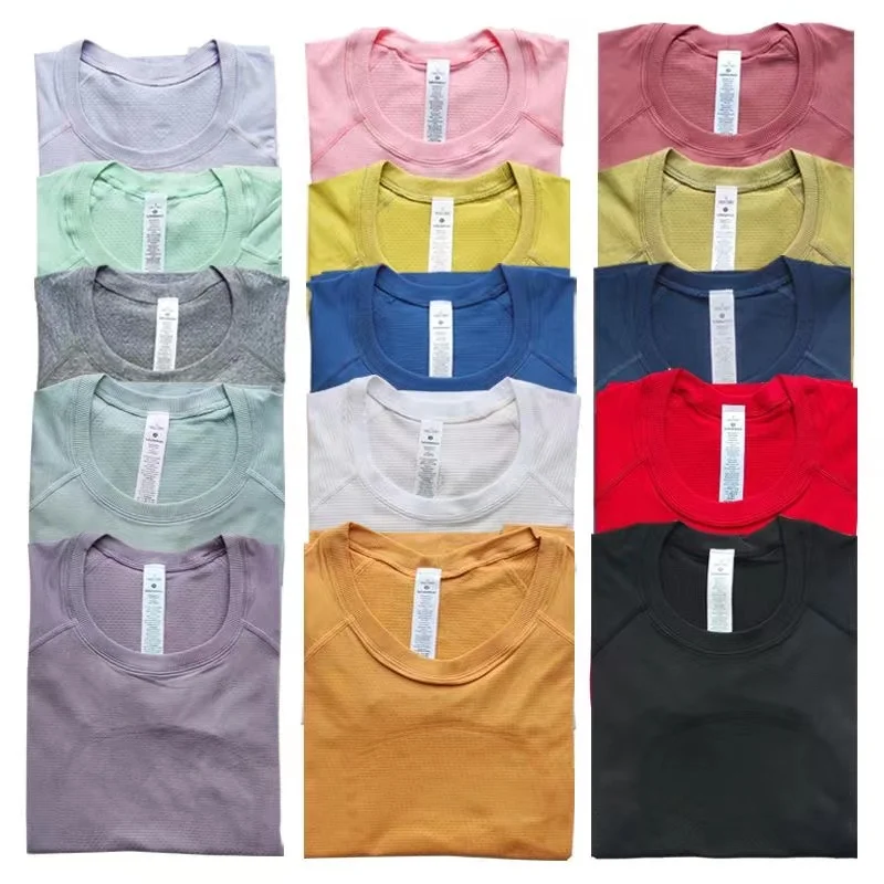 Lulu 2.0 Women Yoga T-shirt Short Sleeve Sport Top Elasticity Crew Neck Quick Dry Breathable Gym Fitness Workout Running Shirt
