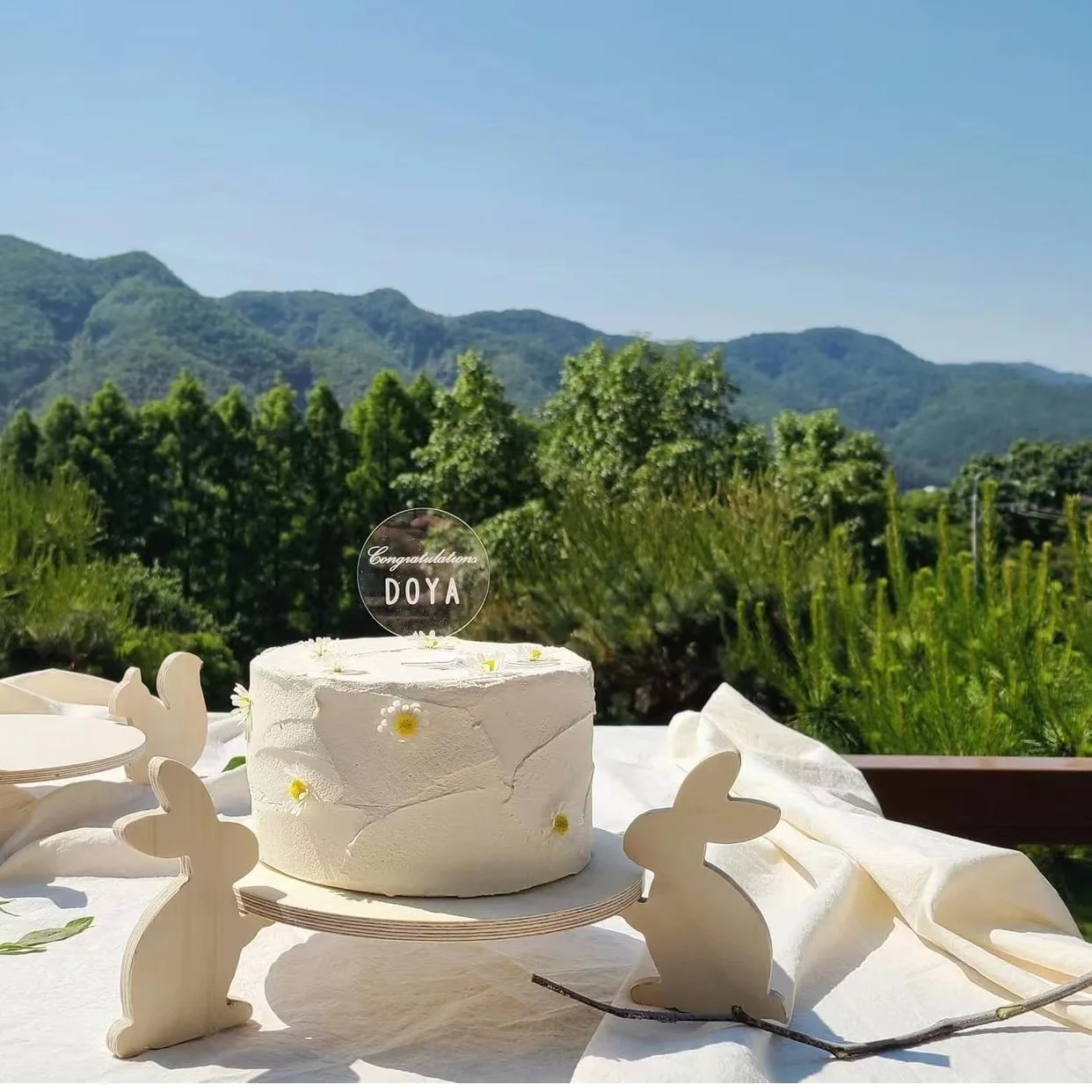 

Baby Ins Style Wooden Rabbit Squirrel Cake Picnic Dessert High-footed Plate Birthday Party Snack Tray Room Decoration Photo Prop