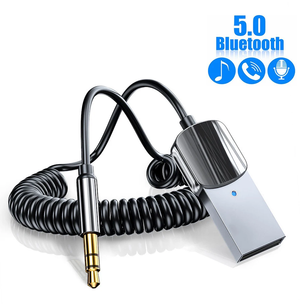 

Bluetooth 5.0 беспроводной AUX-кабель, приемник громкой связи с USB на разъем 3,5 мм, Aux аудио музыкальный передатчик для автомобильного динамика, Mp3 радио